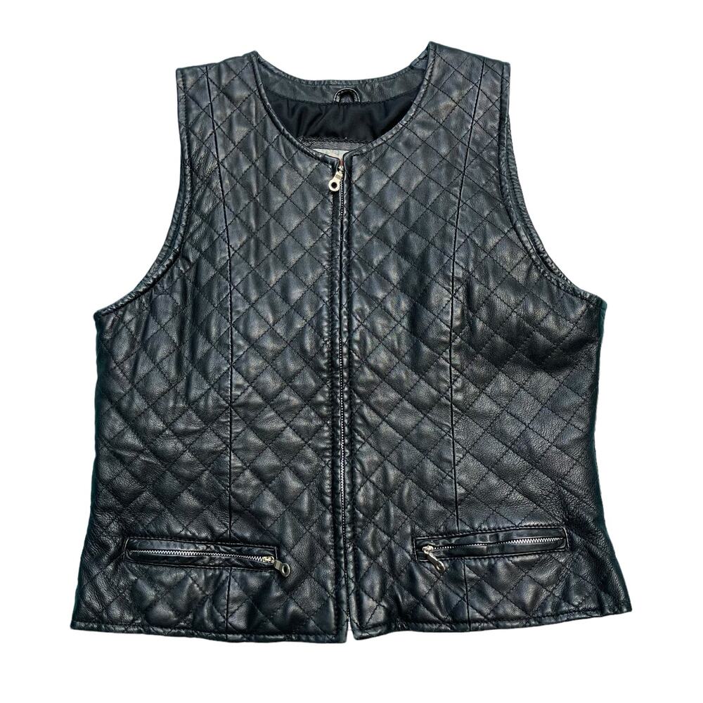 Black Quilted Leather Vest